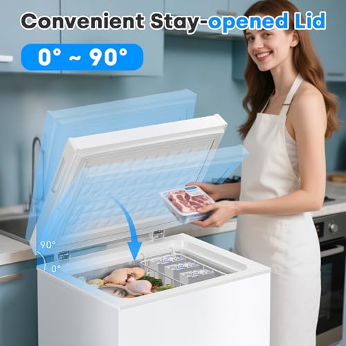 Image of 3.5 Cu.Ft Chest Freezer, Compact Chest Freezer with 7 Thermostat, Mini Deep Freezer with Removable Basket, Low Noise, Top Door Free-Standing Freezer for Garage /Dorm /Office /Apartment, White