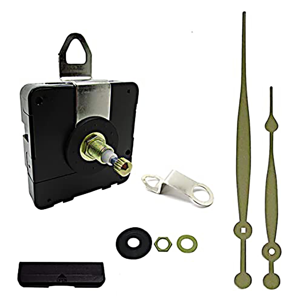 Dans Clock Shop 208Mm (A) Gold New Or Replacement Battery Operated High Torque Ticking Japanese Quartz Mechanism Movement Motor Outdoor Wall Clock Long Metal Hands Diy Repair (, 20Mm Shaft - Non Ticking Sweep)