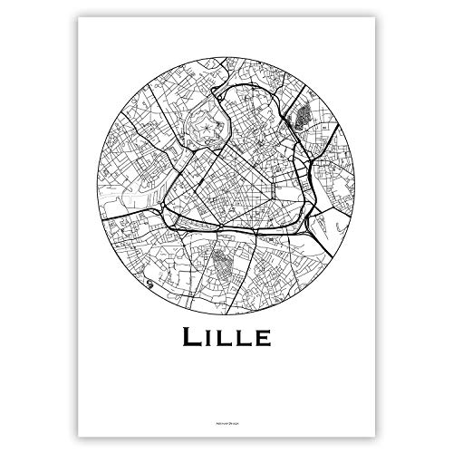 Affiche Lille poster de ville minimaliste pour décoration salon et bureau moderne