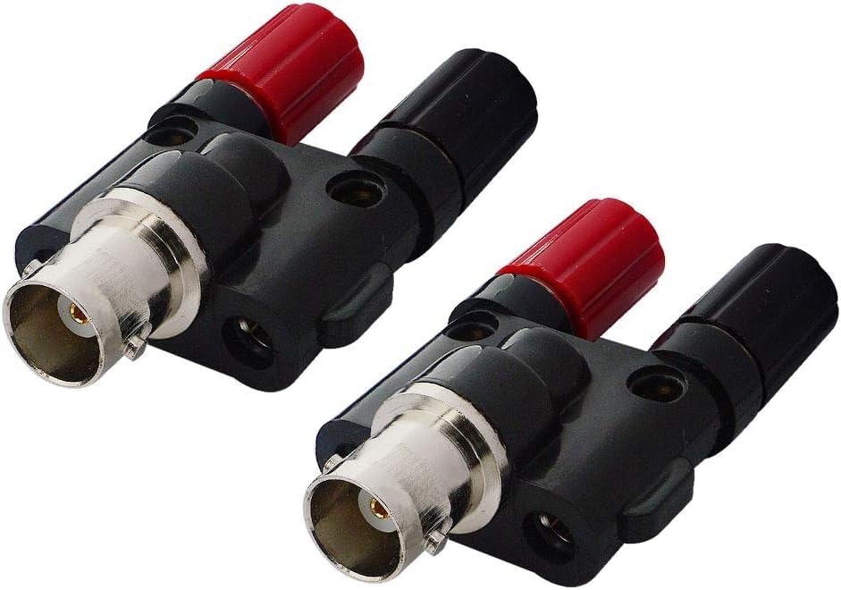 Image of MX BNC Female Plug to 2X 4mm Dual Banana Female Jack Socket Binding Post RF Coax Coaxial Splitter Connector BNC Banana Adapter for HF Radio Antennas Oscilloscope DVM (PACKOF2)