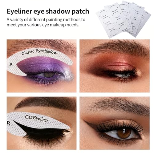 Image of Reusable Eyeliner Stencil for Perfect Winged Eyeliner | Cat Eye Makeup Template Stickers | Smokey Eye & Eyeshadow Guide Tool for Beginners & Professionals | 32 Pair Eye Makeup Stencils