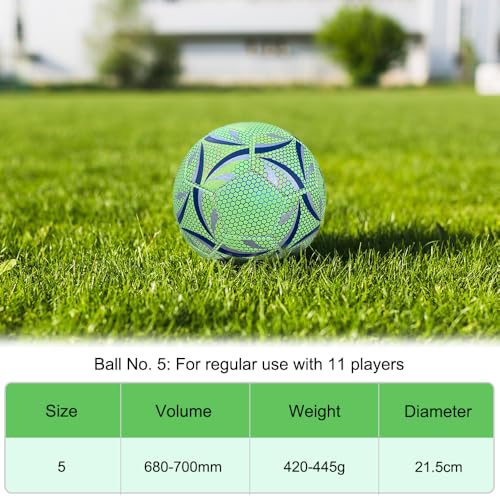 KUWUNG Leuchtender Fussball, Größe 5 Wasserbeständig LED Fussball, Leuchtfussball für Fußballtraining Nachtspiele, Leder Football für Drinnen und Draußen