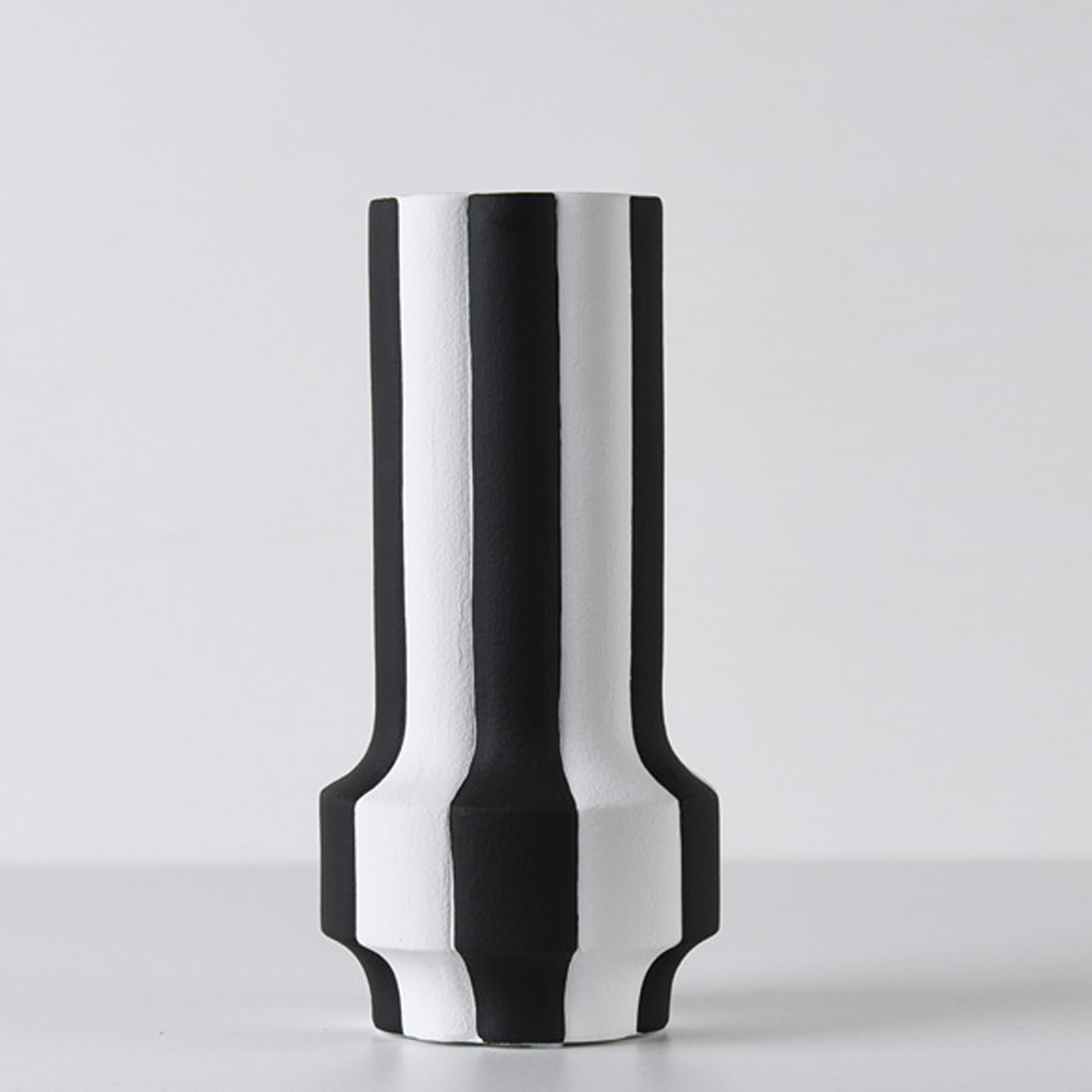 Wazon ceramiczny Czarno-biały wazon w paski z szerokim otworem Wazon matowy na trawę pampasową, stoły, półki, regały, kominki i przedpokoje,Panda a