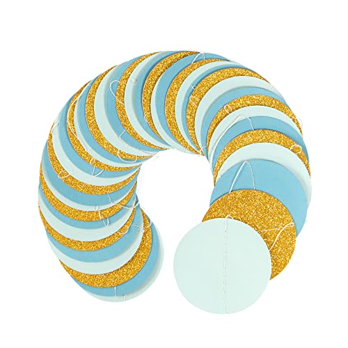 Image of Light-Dusty Blue Gold Party-Decorations Garland - 52Ft Birthday Baby Bridal Shower Wedding Paper Banner Streamers,Bachelorette Engagement Decor Panduola