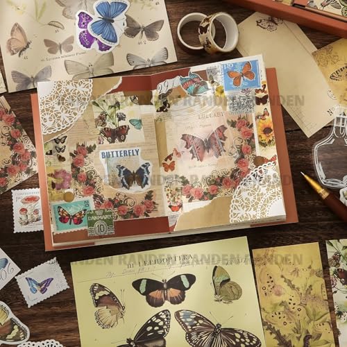Image of RANDEN Flower Journaling Kit, 346PCS Vintage Scrapbook & Stationery Set with Aesthetic Stickers, Ephemera Pack and Journal Supplies for Bullet Journals, Planners, Albums & Creative Crafts (Flower)