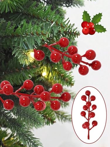 Fausses baies rouges pour sapin de Noël et compositions de table chaleureuses à la maison - 3