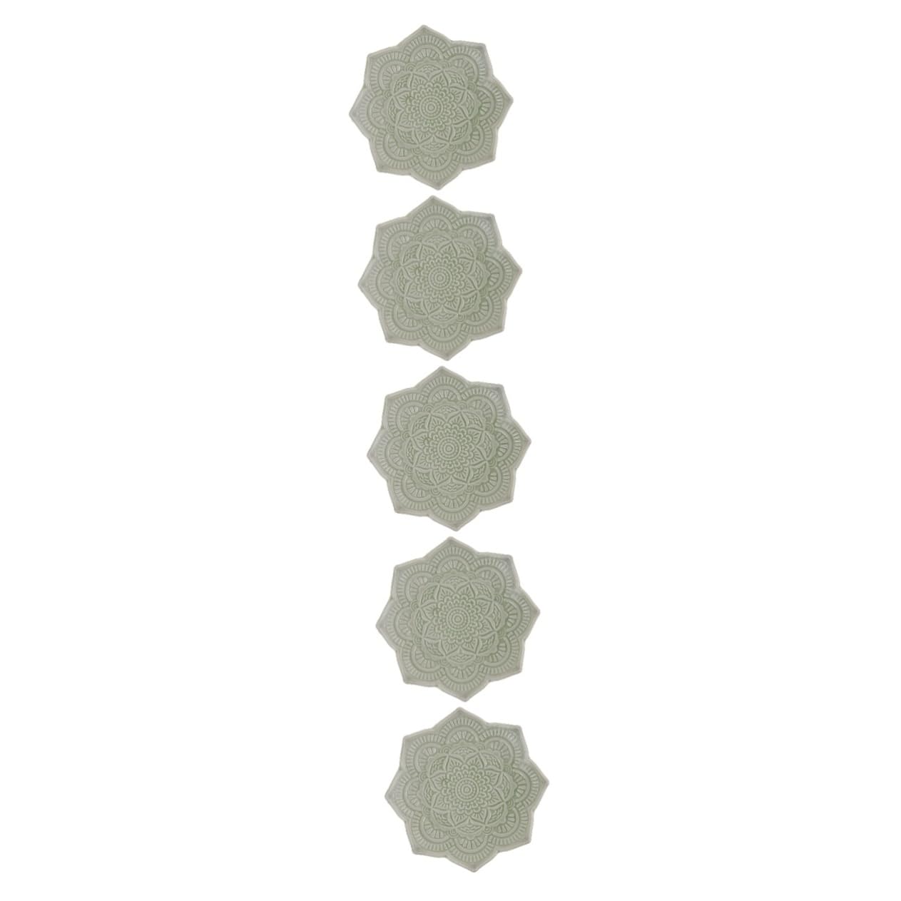 Healeved 5 Stück Schmuckschale aus Keramik Gericht Ringe Geschirrhalter Ringschale golden Form Keramikschmuck Tablett Schmucktablett ringhalter schale weißes Porzellan Green