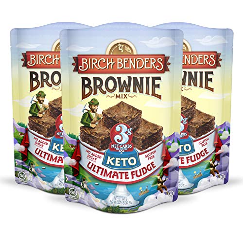 Birch Benders Keto Ultimate Fudge Brownie Mix, 3g Net Carbs, 3 pack (10.8oz each)