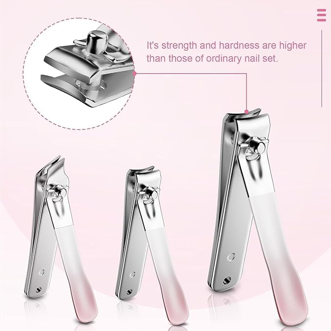 ERITIN 4 Pcs Nail Clippers Set, Large Toe Nail Clippers Kit, Sharp Stainless Steel Cutter for Thick Finger Nail, Professional Grooming Kits, Travel Nail Kit Perfect Gifts for Women and Men 3