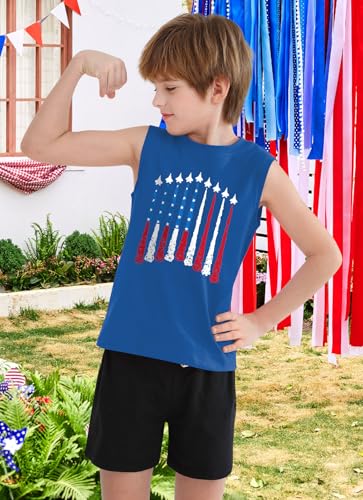 Image of Boys 4th of July Patriotic Sleeveless Tee American Flag Tank Top 6-14 Years