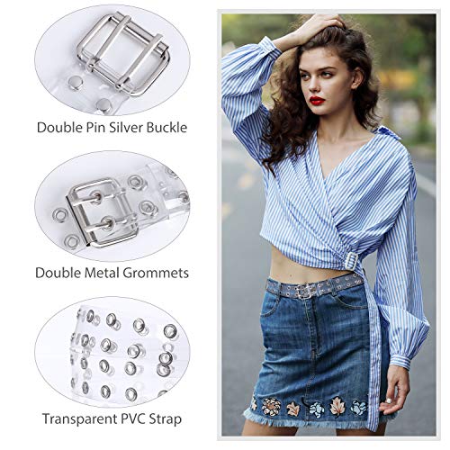 WERFORU Clear Double Grommet Belts With Holes for Women Men Teens E Girls Transparent PVC Belt for Jeans Pants2