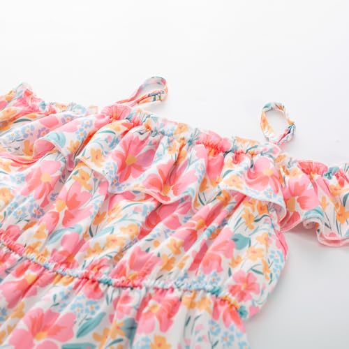 GRACE KARIN Girls Summer Dress Off Shoulder Ruffle Floral Spaghetti Strap Casual Sundress Tiered Midi Dress2