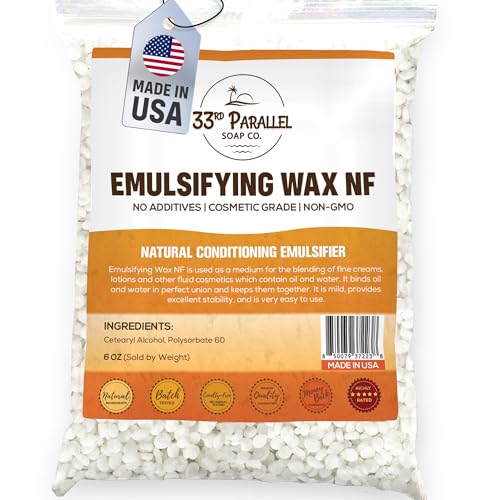 Non-GMO Emulsifying Wax NF Pastilles (6 OZ) 100% Natural Plant Derived | For Lotions Creams Soap Making Hair Products | Cosmetic Grade | Product of USA | 6 OUNCES
