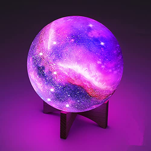 Moon Lamp, 16 Colors 5.9 Inch 3D Print LED Galaxy Moon Light Dimmable with Stand Remote Touch Tap Control and USB Rechargeable, Kids Night Lights for Lover Friends Birthday Father s Day Gift