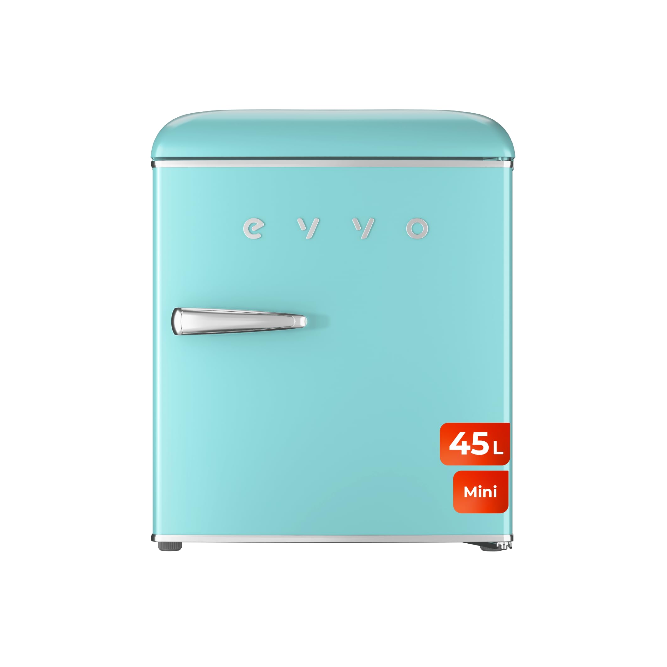 EVVO Mini Nevera Retro 45 Litros de Capacidad, Diseño Vintage, Bajo Consumo, Silenciosa, Control de Temperatura, Organizador de Espacios, Frigorífico Mini F20 Retro Color Azul Pastel