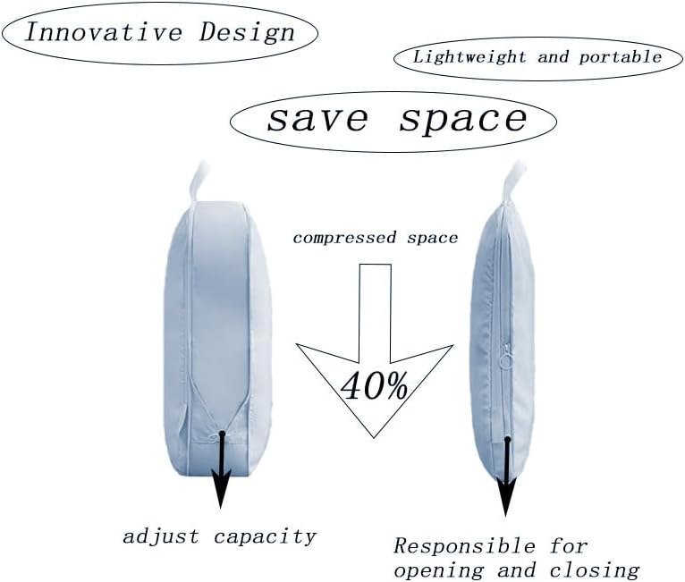 Miniatura 3 de Cubo de embalaje de compresión de viaje de 6 piezas - bolsa de viaje plegable expandible, bolsa de almacenamiento de equipaje (azul neblina)