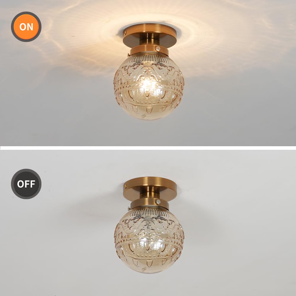 Qepeety Vintage Flush Mount Ceiling Light Black Mid Century Modern