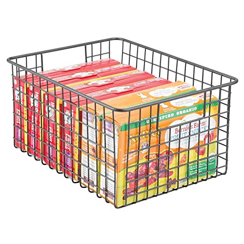 mDesign Set van 4 multifunctionele manden van metaaldraad, flexibele opbergmand voor de keuken, voorraadkamer enz. – compacte en universele draadmand met handgrepen, grijs - Image 8