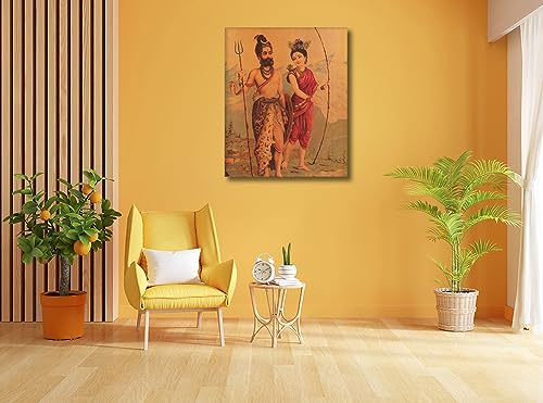 Image of Sikhash Raja Ravi Varma Canvas Painting Classic Art, Indian Art, Famous Artist, Wall Painting for Living Room, Bedroom, Office, Unframed, Multicolor Fabric Size - 12x10 inches (30x25 cms, Kirat Billi)