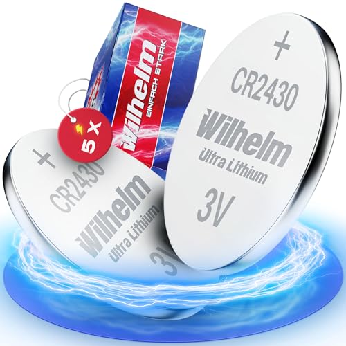 5 Pilas de botón CR2430 Wilhelm de Litio, 3 V, 270 mAh, 24,3 x 3,0 mm, DL2430