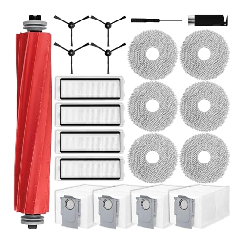 liveryde Ersatzteile Kompatibel mit Roborock Q Revo für Qrevo Staubsaugerroboter Zubehör 1 Hauptbürste 4 Seitenbürsten 4 Hepa-Filter 6 Wischtücher 4 Staubbeutel Zubehörset