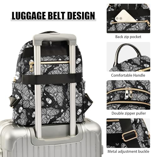 Image of Gothic Gothic Skull Moth Mini Backpack Fashion Backpack Purse for Women,Handbag Shoulder Bag Casual Daypack, Ladies Gift for College Work (M)