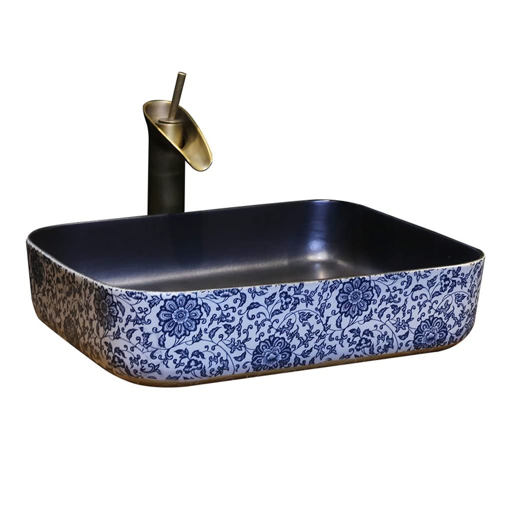 AYCDL Vanity Sink Basin Bathroom Vanity Sink Rectangular Art Countertop Basin Chinese Style Ceramic Washbasin Household Vanity Vessel Sink Bathroom Vanity