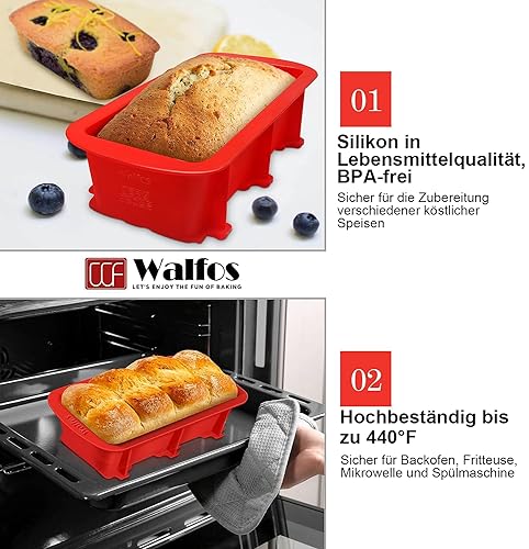 Silikon-Backform Walfos – 2er Set Brotbackform aus lebensmittelechtem Silikon