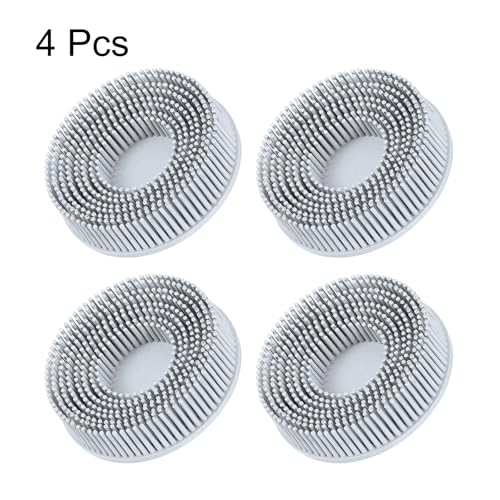 Image of HARFINGTON 4pcs Bristle Disc 3 inch 120 Grit R-Type Abrasive Brush Coarse Bristle Disc Deburring Electric Disc Brush Attachment Abrasive Coating Removal Disc for Metal, Gray