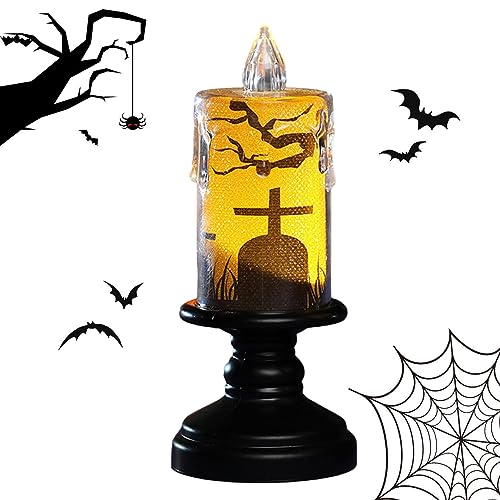 KERALI Luces de vela espeluznantes para festivales, escritorio sin llama, velas de vidrio sin llama parpadeantes, recuerdos de fiesta perfectos para centros de mesa, decoración gótica del hogar