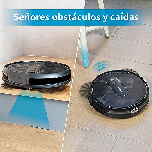 AIRROBO Aspirador Robot, P20 Robot Aspirador Silenciador Delgado con 2800Pa Fuerte Succión, Control con App, 120 min de autonomía, Capacidad 600 ml, Ideal para Alfombras Suelos Duros