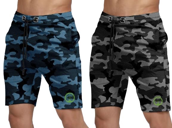 Shine N Show Men's Cotton Blend Stylish, Solid Regular Fit Shorts (MultiBlue/MultiGrey)(Pack of 2)-picture-41