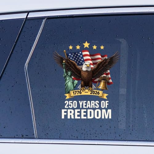 Image of 2pcs 250th Anniversary USA Stickers Car Decal 250 Years of Freedom | Window Decal Patriotic Die Cut Vinyl Decals Memorial Day 4th of July Outdoor Decor 10 inch