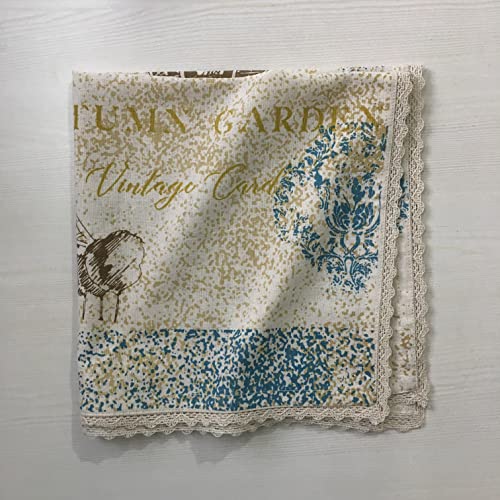 FINGERCRAFT Dinner Cloth Table Napkins with Ivory Lace, Linen Blend Fabric with Beautiful Eiffel Print, Classic and Colorful, 20in x20in, Bird Print (Set of 6, Eiffel Print Lace) (B0BSS51896) Amazon Price History, Amazon Price Tracker