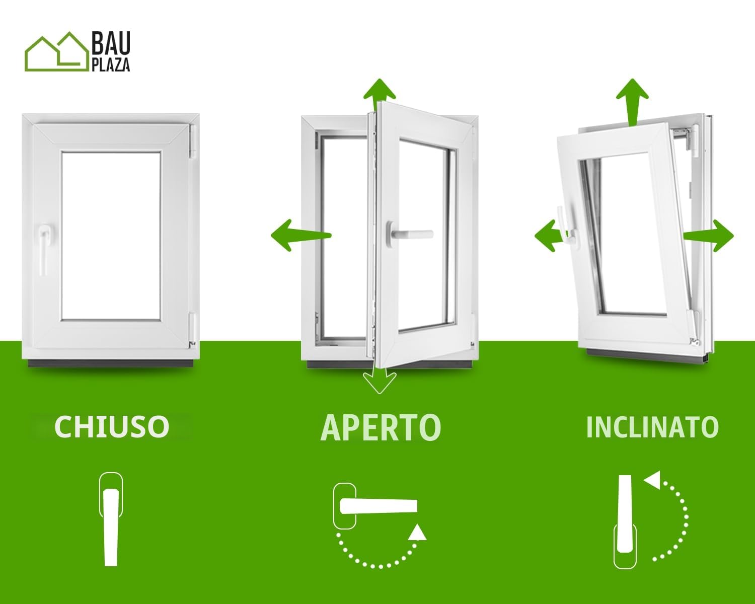 Finestra Serramenti in pvc Bianco - Vetro camera Larghezza x Altezza 50 x 100 cm apertura Destra 500 x 1000 mm Funzione Girevole - Ottima scelta