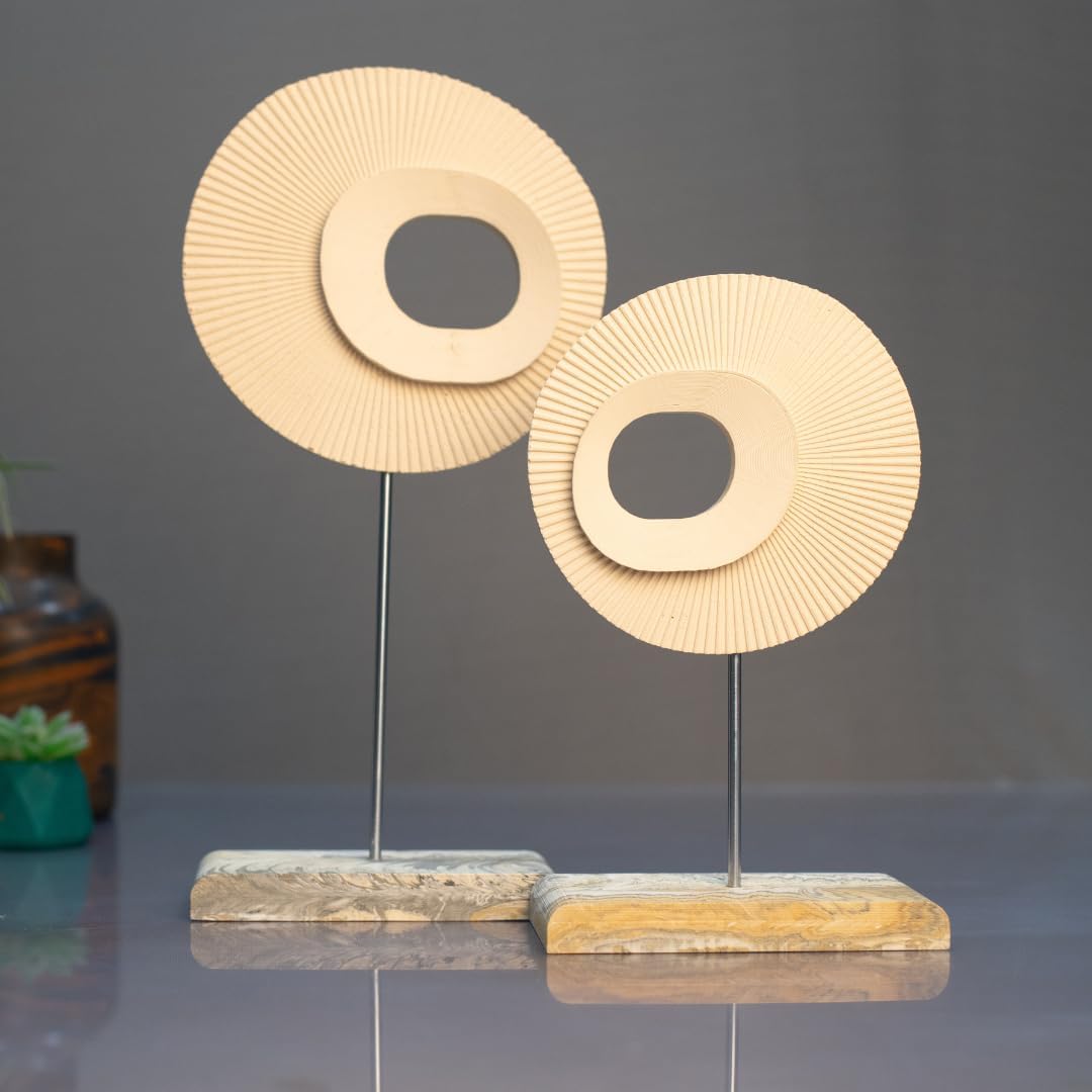 Zen Twin – Minimalist Sculpture Showpiece | Elegant Home Decor for Living Room, Bedroom & Office | Unique Gift for Housewarming & Special Occasions (Beige)