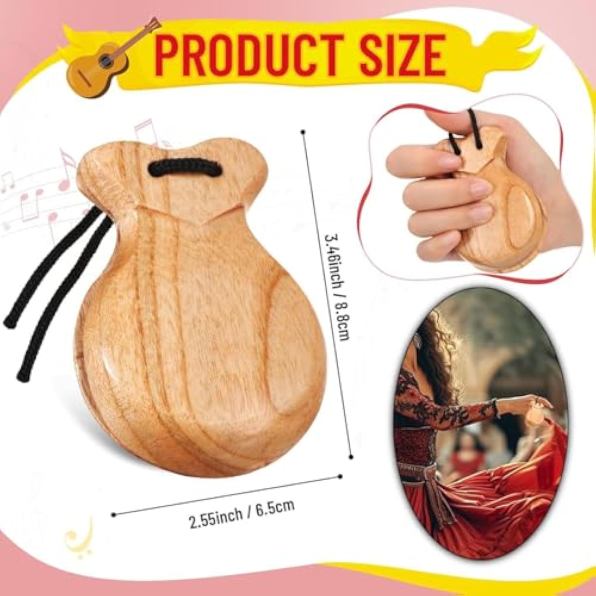 2Pcs Spanish Castanets Music Instrument