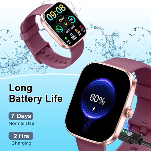 Image of Smart Watch(Answer /Make Call), 1.91 inchHD Smartwatch for Men Women with Heart Rate /Sleep Monitor /Pedometer /Calories, 113+ Sports Fitness Watch Tracker, IP68 Waterproof Step Counter for Android iOS-Wine