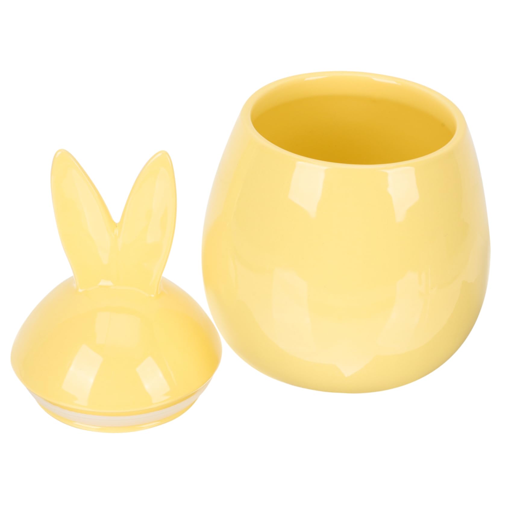WRITWAA Easter Bunny Cookie Jar: Ceramic Rabbit Candy Bowl Tea Jar Snack Storage Jar Buffet Containers with Bunny Ears Lid Table Centerpiece Home