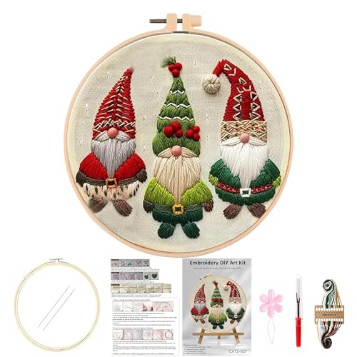 Image of Huacan Embroidery Kits for Adults Beginner DIY Cross Stitch Stamped Christmas Pattern Stitching Sewing Kit 1 Piece 7.8 x 7.8 Inch (Santa Claus)