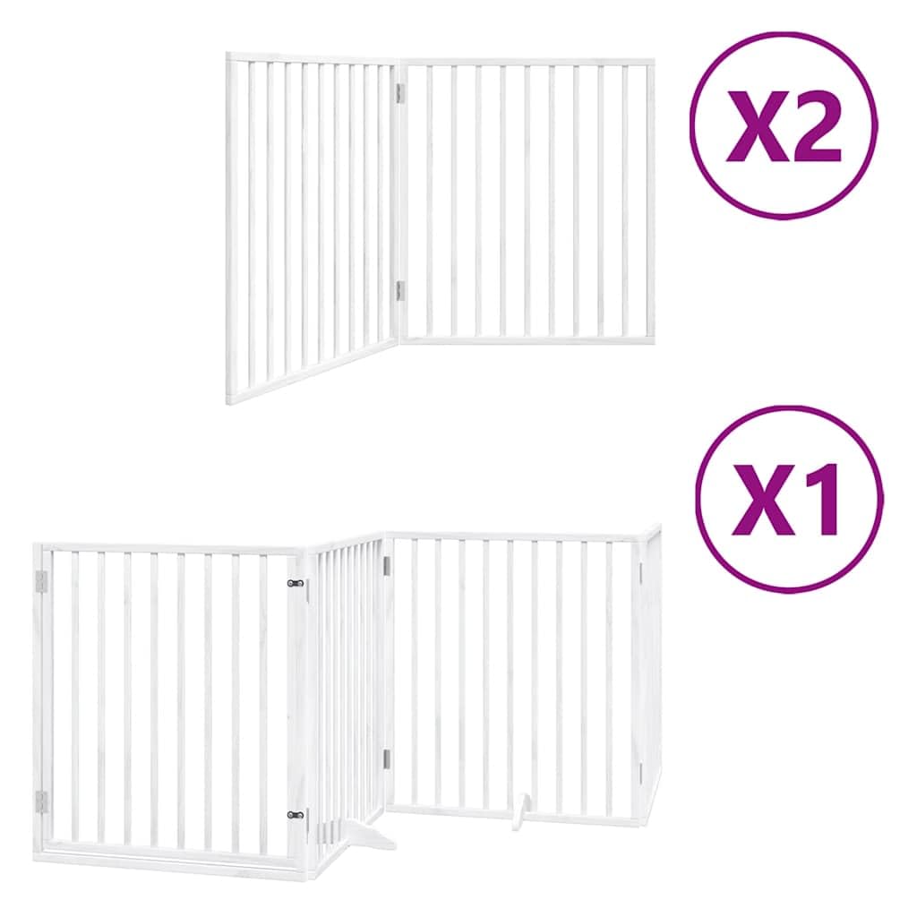 Puerta para perros de madera de álamo blanca, plegable, 640 cm, parque para perros plegable, 8 piezas, rejilla para perros con puerta con cerradura