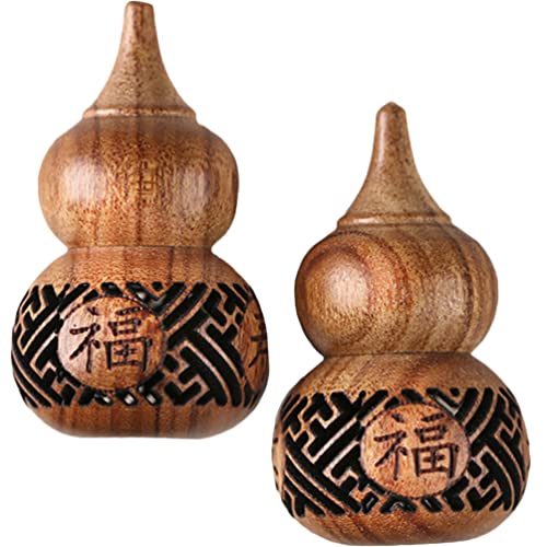 Sachet de madera con escultura calabaza 2 pcs miniatura 1