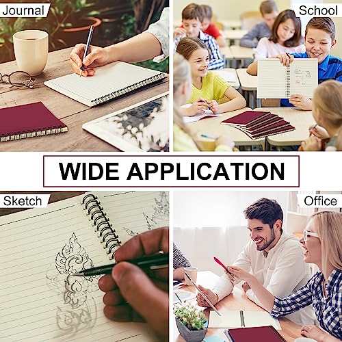 Image of Yahenda 18 Pcs Spiral Notebooks,1 Subject,Wide Ruled, Wine Red