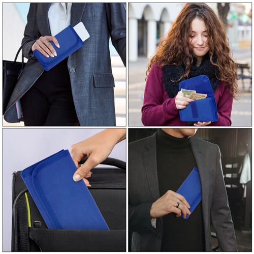 Image of Money Wallet, Money Organizer for Cash with 6 Zippered Pocket Multipack Money Pouch, Cash Bill Organizer, Envelope Wallet Money Bag Small Travel Money Holder for Budgeting, Receipt and Tips (Blue)