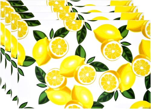 Gift Boutique 50 Pcs Disposable Lemons Paper Place Mats 11” x 17” Rectangle Yellow Lemon Slice Citrus Fruit Coated Placemat Summer Spring Lemonade Party Supplies