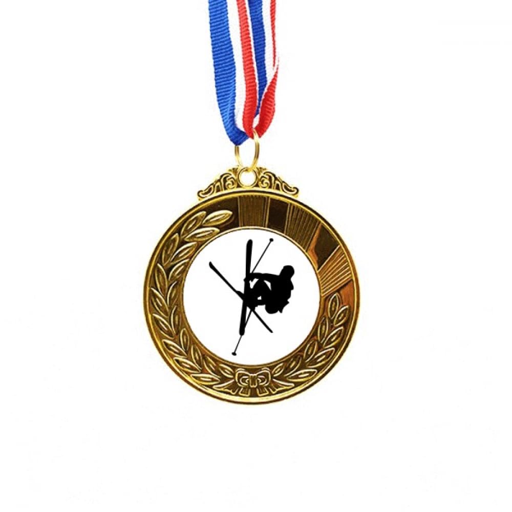 Medalla de oro de esquí con cinta para premios de educación física escolar 4