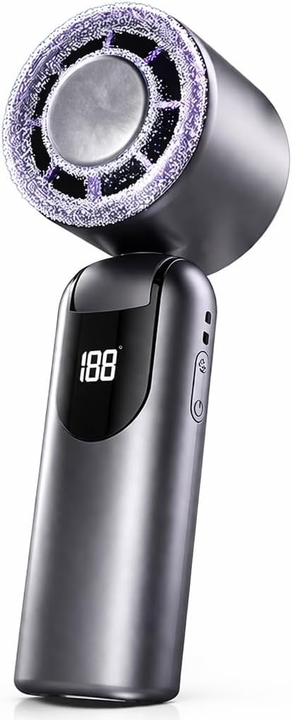 LWW Handheld Cooling Fan with Ice Cooler, 100 Adjustable Speeds Turbo Portable Fan, Rechargeable Personal Fan that Blows Cold Air, Mini Pocket Fan for Travel, Outdoor & Hot Flashes(grey)