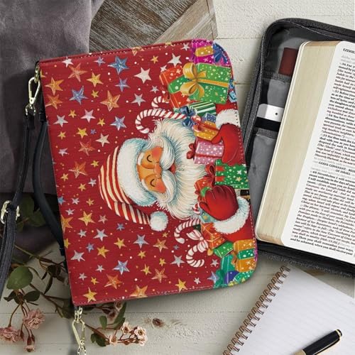 Bible Covers for Women Waterproof Leather Bible Case with Shoulder Strap Christmas Decor Church Bible Bag for Worship3