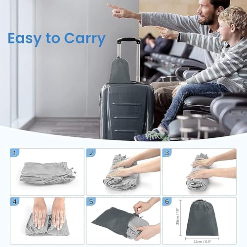 Image of Inflatable Air Travel Pillow Long Travel Footstool Seat Foot Rest Pillow Foldable for Flight Home Office Footstool Self-Inflatable Air for Adult Kids, Travel Leg Support with Storage Bag