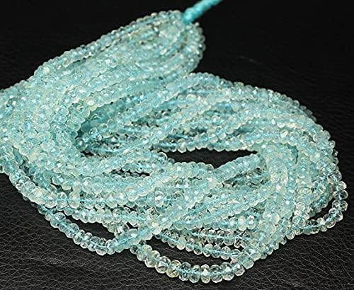 Aigue-marine perles rondelles facettées 5mm pour création bijoux et artisanat